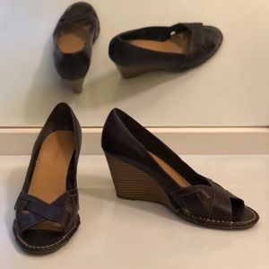 Lolita Crossed Leather Wedges